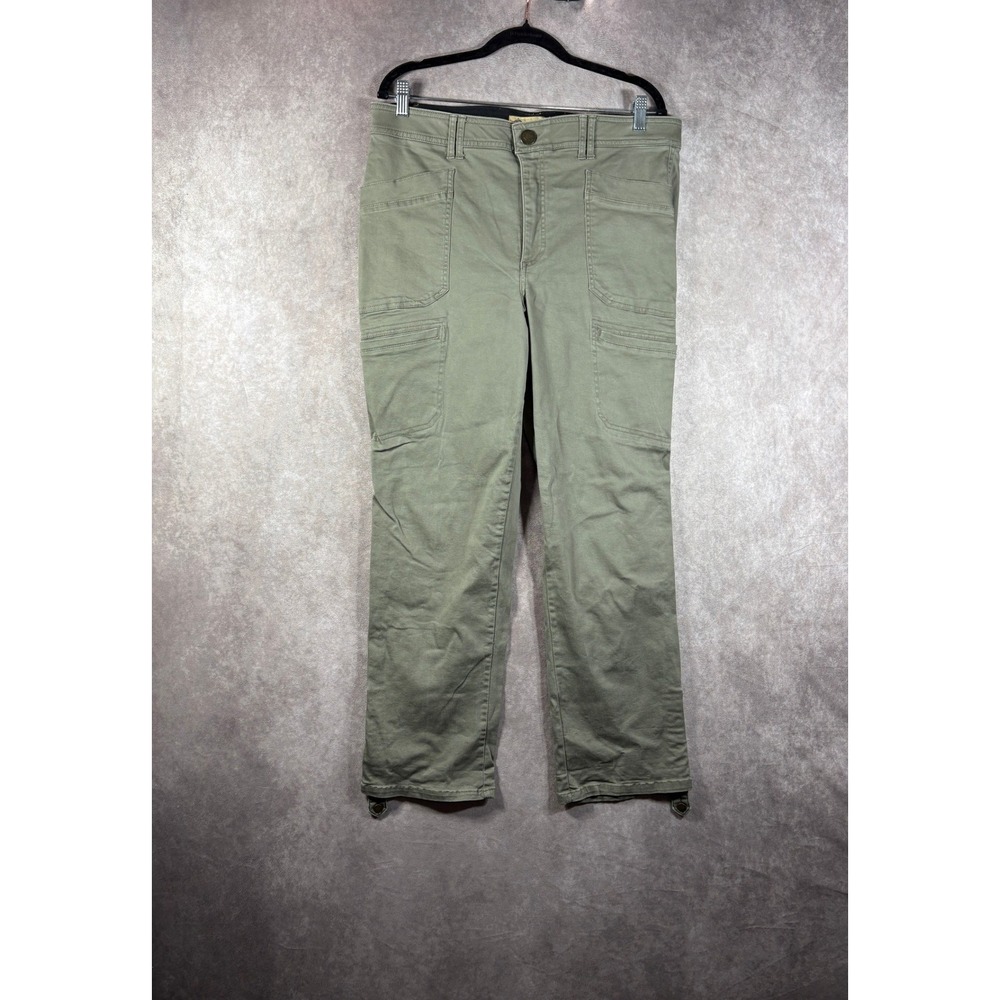 Democracy Cargo Pants Womens 16 Green Ab Solution Utility Straight Stretch Slim
